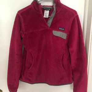 Patagonia re-tool, Snap-T pink pullover with hood